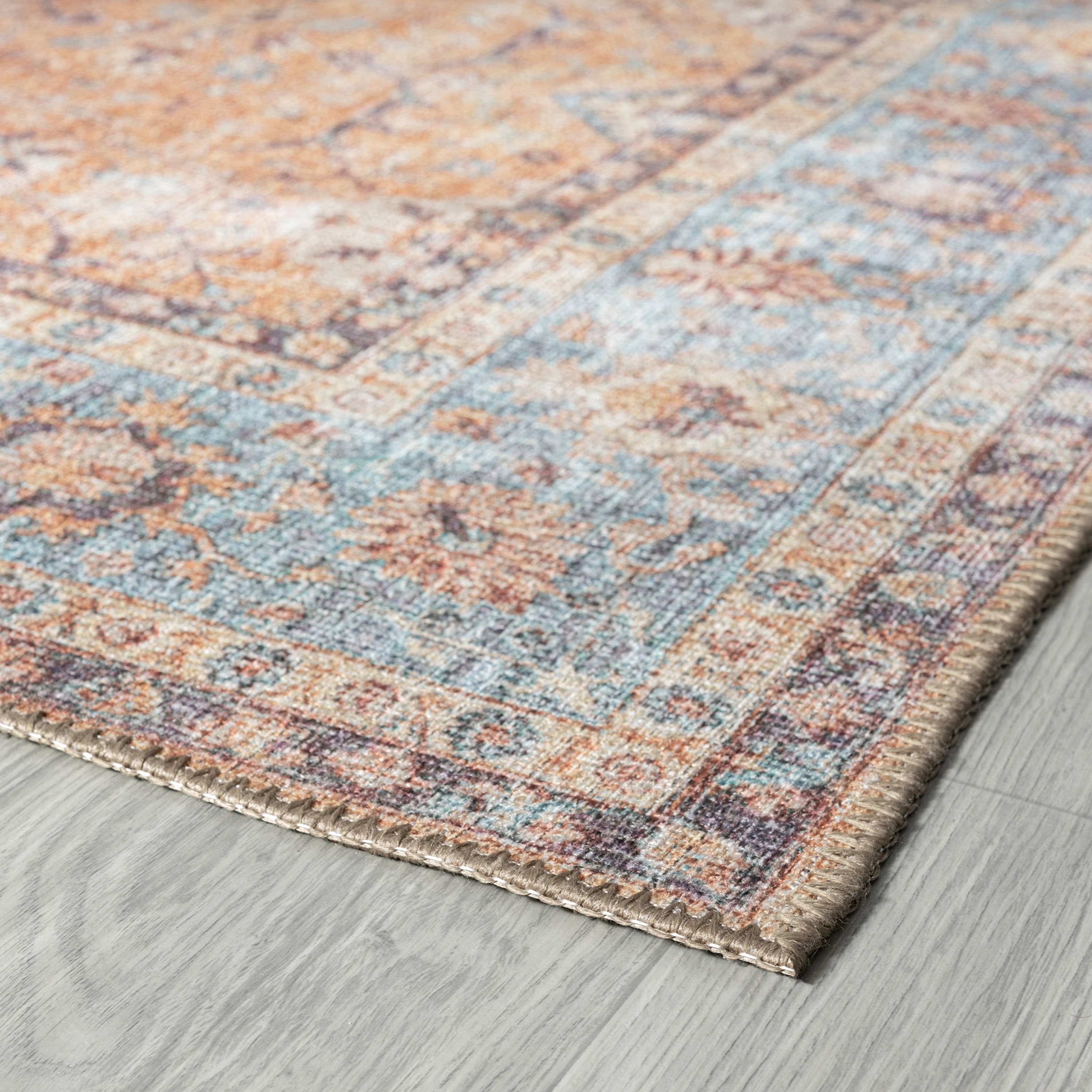 Traditional 8x10 Area Rug (7'11'' x 10'3'') Oriental Rust, Beige Living Room Easy to Clean Machine Washable