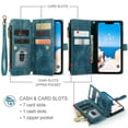 thumbnail image 3 of for iPhone 16 Pro Case Wallet for Women and Men, iPhone 16 Pro Case, PU Leather Magnetic Flip Strap Wristlet Zipper Card Holder Wallet Business Phone Cover for iPhone 16 Pro, Blue, 3 of 10