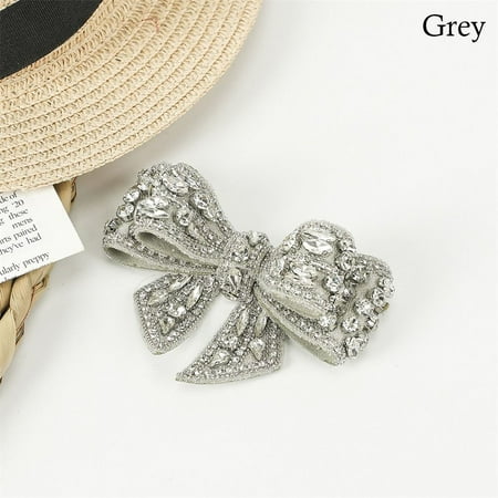 High Heel Handmade DIY Bags/Clothes/Shoes Rhinestone Wedding Bride Bow Shoes Flower Jewelry Shoes Decorations Bow Shoes Charm Shoes Buckle Accessories GREY