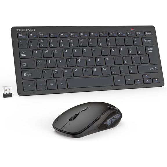 Wireless Keyboard and Mouse Combo Mini Cordless Computer Keyboard and Mouse Set 2.4GHz Silent Adjustable 1600 DPI Quiet Click Lag-Free for Computer Laptop PC Windows Mac Chrome OS