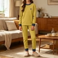 thumbnail image 6 of THDHVS Girls 2 Piece Outfits,Unisex Youth Colorblock Ribbed Long Sleeve Top Patch Cuffed Jogger Pants Pajama 2 Piece Set,Girls Fall Outfits Yellow 7-8 Years, 6 of 9