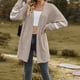 thumbnail image 5 of Women Sweater Coat Open Front Long Sleeve Soft Comfortable Casual Midi Long Knitwear Coat for Daily Wear Khaki M, 5 of 9