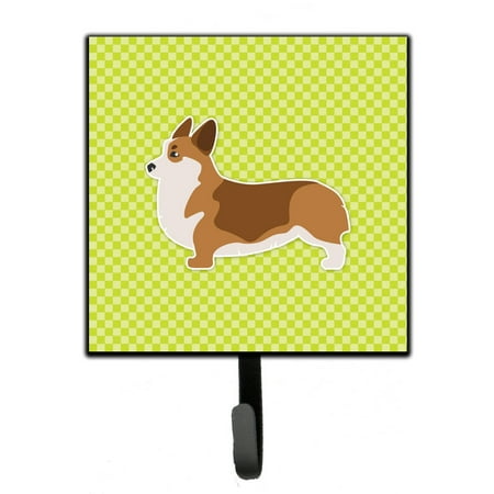 

Carolines Treasures BB3820SH4 Corgi Checkerboard Green Leash or Key Holder 7Hx4.25W multicolor
