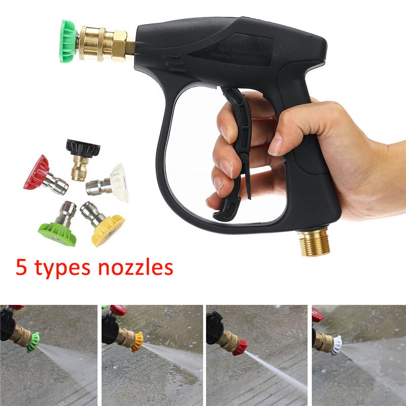 High Pressure Washer Gun Foam Short Wand Spray Nozzle Tips Kit Quick Release 
