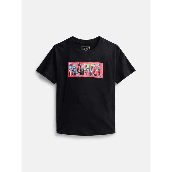 Marvel Kids' Graphic Logo Cotton Tee with Short Sleeves, Sizes XS-XL