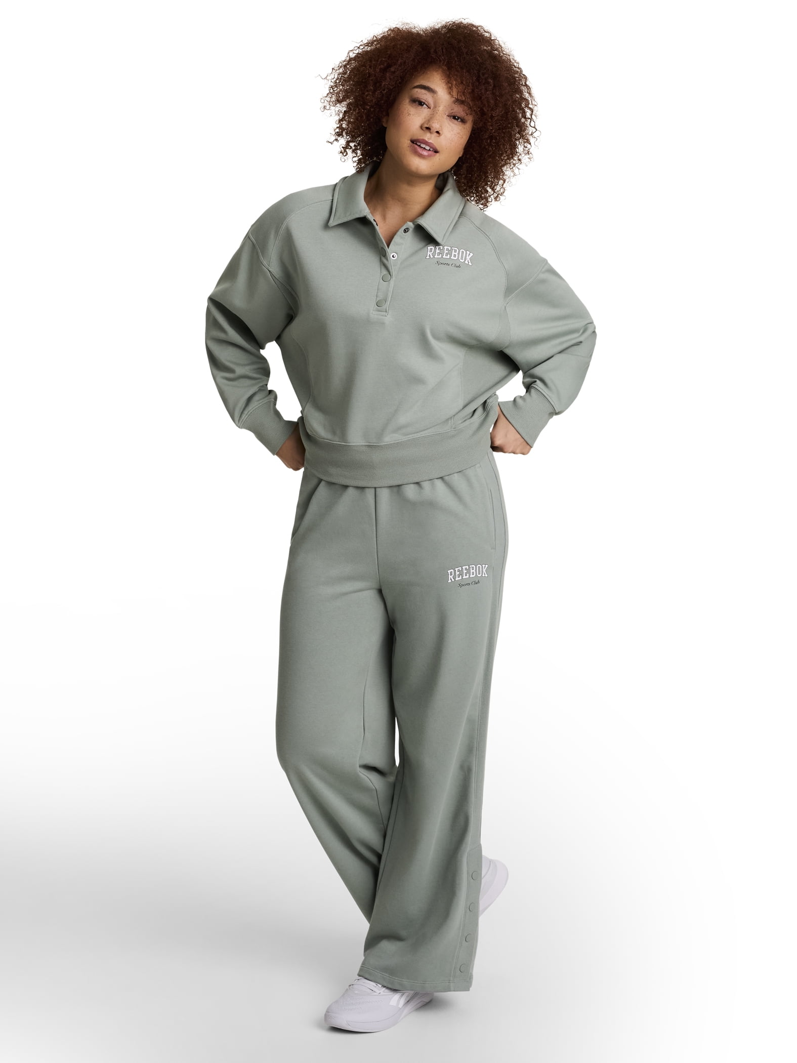 Reebok Women's and Women's Plus All Seasons Oversize Polo Sweatshirt, Sizes XS-4X