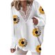thumbnail image 1 of Mujeres Sexy Otoño Encaje Costura Crop Workout Manga larga Oversize Vintage V-Cuello Casual Blusa Tops Fridja  fksj2543, 1 of 3
