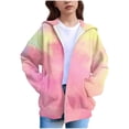 thumbnail image 2 of Posijego Boys Girls Tie-Dye Sweatshirt Zipper Hoodie with Pockets Kids Long Sleeve Hooded Outerwear Jackets, 2 of 5
