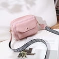 thumbnail image 1 of Casual Crossbody Bag Flap-bag Female Wide Strap Girls Shoulder Pouch Square Handbag Single Shoulder Bag Solid Color Messenger Bag PINK, 1 of 8
