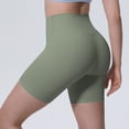 thumbnail image 3 of Dwellite No Front Seam High Waisted Workout Biker Shorts for Womens Tummy Control Soft Yoga Pants Gym Green L, 3 of 6