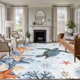 thumbnail image 2 of Oceans Area Rugs 5x7 ft Coastal Orange Blue Sea Turtles Starfish Retro Ombre Washable Rug Non Slip Indoor Carpet Absorbent Floor Mat for Living Room Bedroom Dining Room, 2 of 9