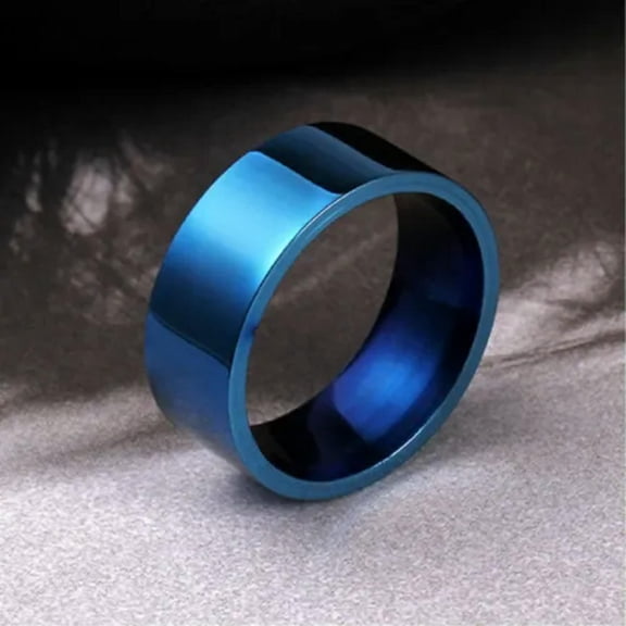 8mm Titanium Steel Blue/Gold/Silver/Rainbow Bands Men's Polished Ring Size 7-12