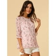 thumbnail image 4 of INSPIRE CHIC Blouse Fluide en Mousseline à Volants à Manches 3/4 à Imprimé Floral pour Femme, 4 of 6