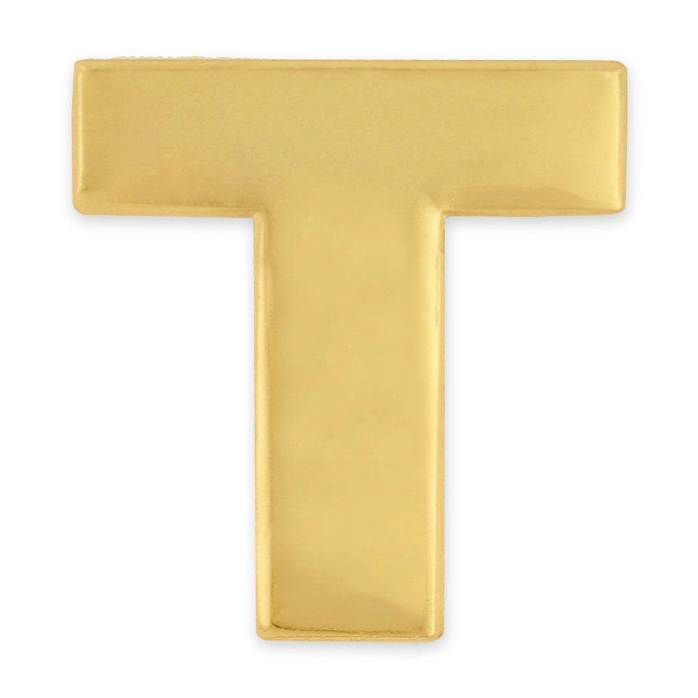 PinMart's Gold Plated Alphabet Letter T Lapel Pin