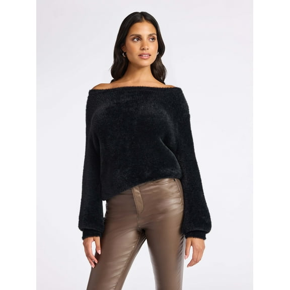 Sofia by Sofia Vergara Women's and Women's Plus Size Off Shoulder Sweater, Mid Weight, Size XS-4X
