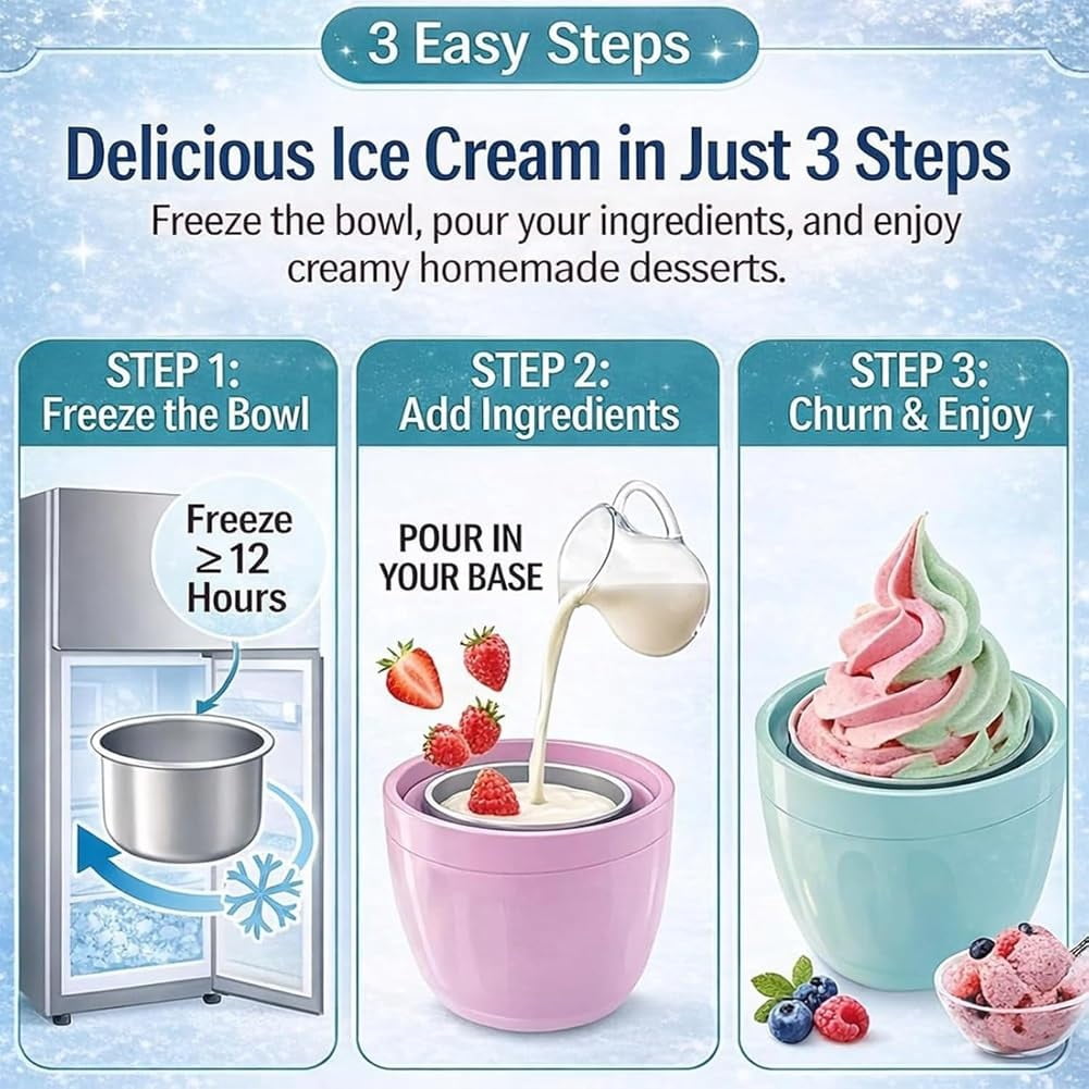 Small Home Mini Ice Cream Maker, Personal Ice Cream Maker for Homemade Frozen Yogurt, Gelato & Sorbet, DIY Personal Ice-Cream Makers Mini with One-Touch Control for Frozen Treats & Sorbet
