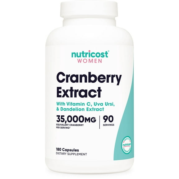 Nutricost Cranberry Extract for Women (35,000mg Equivalent) 180 Capsules, Supplement