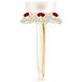 thumbnail image 3 of ANGARA Freshwater Cultured Pearl Floral Ring with Rubies in 14K Yellow Gold for Women | June Birthstone, Birthday, Anniversary, Jewelry Gift for Women | Pearl Ring, 3 of 8