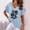 Light Blue, variant on YHAJDS Women Tops Short Sleeve Shirts for Women V Neck Print T Shirt Comfortable Casual Blouse Spring Summer