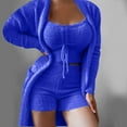 thumbnail image 2 of qolati Women's 3 Piece Outfit Warm Fuzzy Pajamas Sets Sherpa Cardigan Outwear Sleeveless Crop Tops Shorts Nightwear Set Comfy Loungewear Pjs Sets, 2 of 4