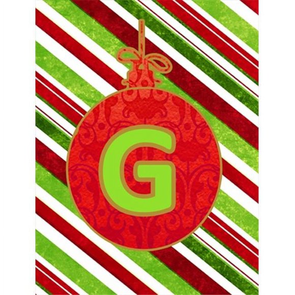 Carolines Treasures CJ1039-G-CHF 28 x 40 In. Christmas Ornament Holiday Letter G Monogram Initial Flag- House Size
