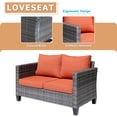 thumbnail image 5 of XIZZI Outdoor Furniture 50" Loveseat Sofa Couch with Gray Wicker Rattan(Orange Cushion), 5 of 8