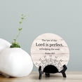 thumbnail image 2 of Round The Law Of The Lord Is Perfect, Refreshing The Soul. Psalm 19:7 Wood Color Circle Table Sign (5x5"), 2 of 4