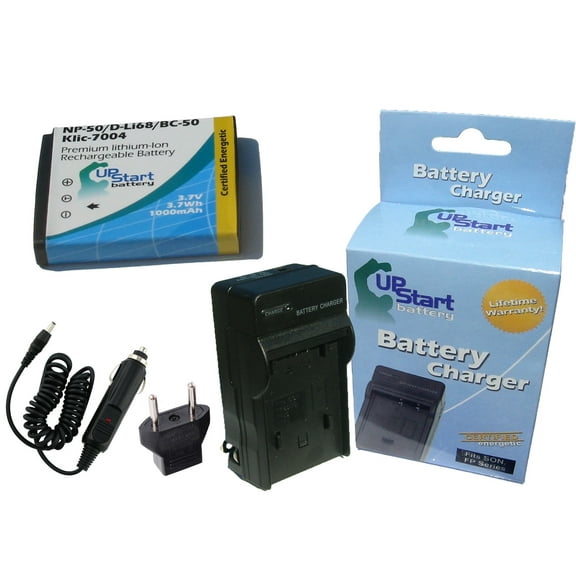 Kodak Easyshare M1093 IS Battery and Charger with Car Plug and EU Adapter - Replacement for Kodak KLIC-7004 Digital Camera Batteries and Chargers (1100mAh, 3.7V Lithium-Ion)