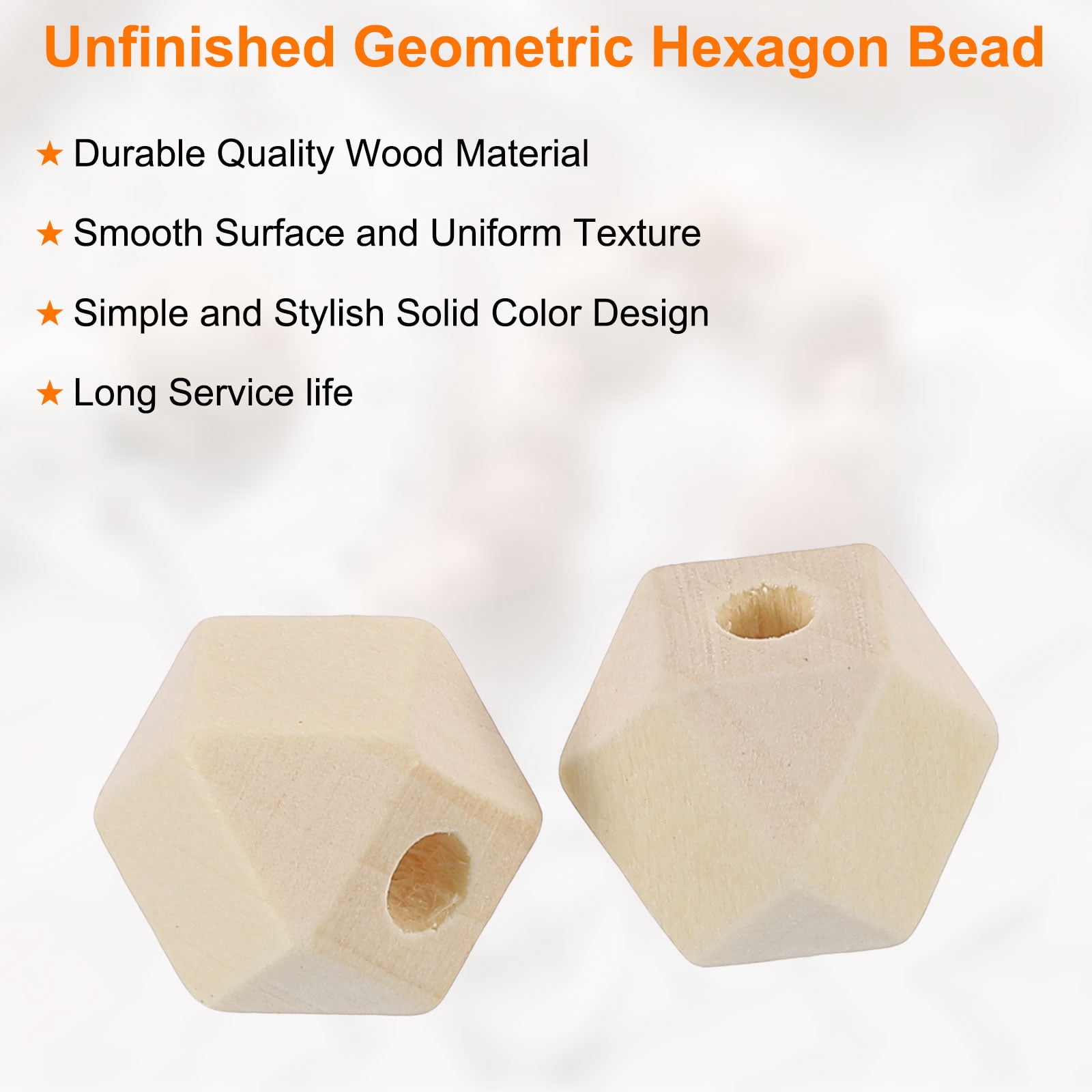 200 Pack Geometric Wood Beads, 14mm/0.55inch Natural Color Loose Spacer Beads