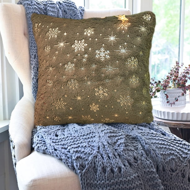 Christmas Snowflake Plush Hot S Ilver Sofa Cushion Cover Home Pillow Cover