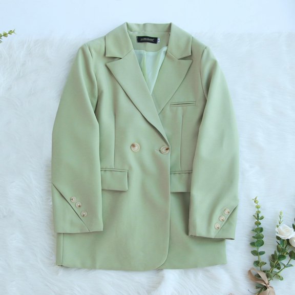 Vedolay Womens Coat Women's Plus Size Casual Long Sleeve Open Front Cardigan Work Office Blazer Jacket,Green XL