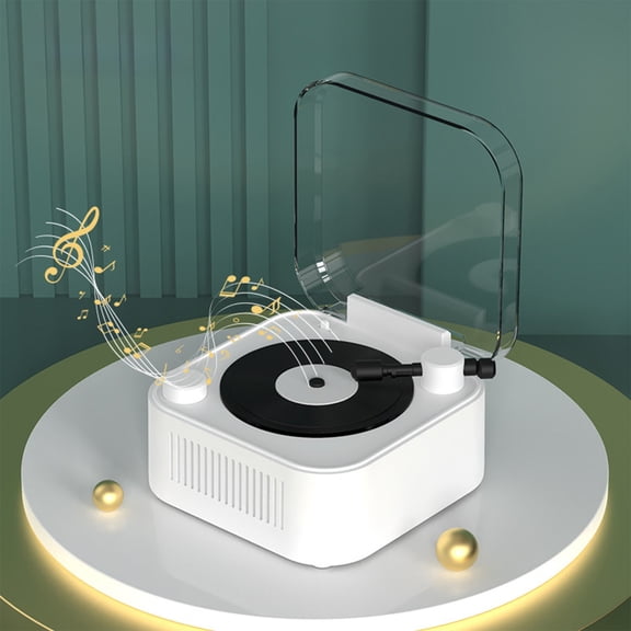 Vintage Bluetooth Speaker with Rotating Vinyl, Wireless Portable Speaker for Home Decor, Small Outdoor Speaker with 8-Hour Battery, Gifts for Music Lovers, Bluetooth 5.0, USB/TF Card Playback