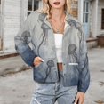 thumbnail image 3 of Jackets for Women Winter Coat Jackets Flannel Stand Collar Jacket(Ocean Jellyfish Ink Drawing Art,Size:S-4XL), 3 of 7