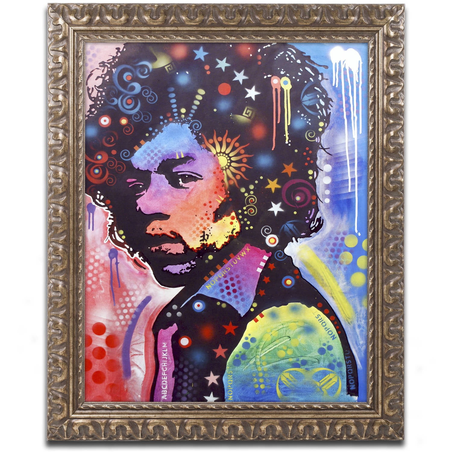 Trademark Fine Art "Jimi Hendrix IV" Canvas Art by Dean Russo, Gold
