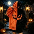 thumbnail image 5 of FYDUU Halloween Hoodies for Women Festive Pumpkin Hoodie Sweatshirts Color Block Soft Comfy Fuzzy Pullover Tops Fall Winter Clothes, 5 of 6