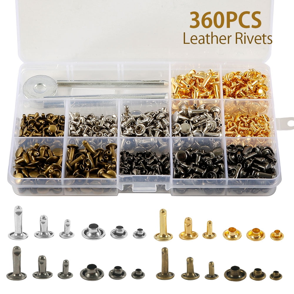 Willstar 360PCS Leather Rivets Double Cap Rivet Tubular Metal Studs