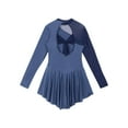 thumbnail image 6 of Aiihoo Women's Lyrical Ice Figure Ice Skating Dress Turtleneck Long Sleeve Ballet Dance Leotard Dress Navy Blue Medium, 6 of 7