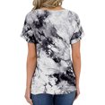 thumbnail image 3 of Women Rolled Short Sleeve Tie Dyed Printed Pockets Front Top, 3 of 3