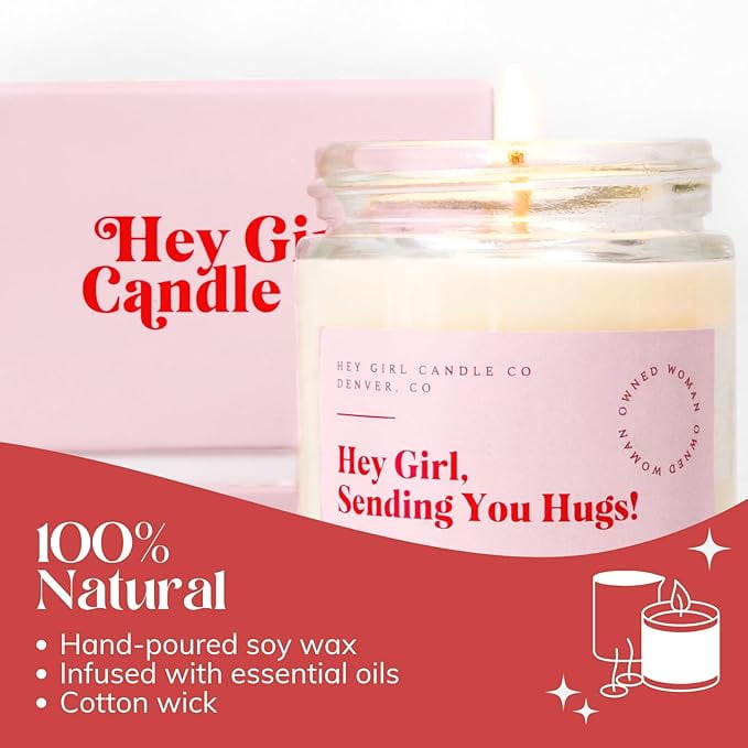 Unboxme Jar Candles Gift for Women, Thinking of You, A Virtual Hug in a Jar, Sweet Fig + Grapefruit 13oz Aromatherapy Candle, 60-80 Hour Burn with Gift Box