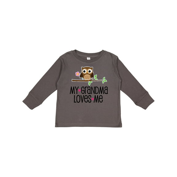 Inktastic Grandma Loves Me Girls Owl Girls Long Sleeve Toddler T-Shirt