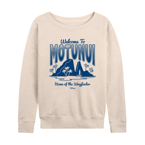 Moana - Motunui Destination Women's Lightweight French Terry Wide Neck Long Sleeve Graphic Shirt