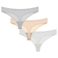 thumbnail image 2 of HVOBTTY Breathable Panties for Women, Underwear Women Pack, 3PC Women's Summer Seamless Breathable Thong Low Waisted Underwear GrayC, XL, 2 of 3