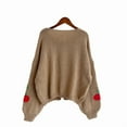 thumbnail image 3 of Womens Tie Front Cardigan Cute Cherry Open Front Y2k Sweater Oversized Chunky Knit Cardigan Tops Khaki XL, 3 of 7