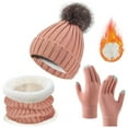 thumbnail image 2 of HNMKIU Women's Winter Knit Hat Long Scarf Gloves Set Lined Warm Three Piece Accessory Combo for Cold Weather PK3,One Size, 2 of 6