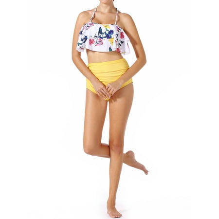 - 2018 Fashion Women's Sexy Two-Piece Swimwear Women High Waist Triangle Bikini Set Bandage Push-Up Padded Swimsuit Bathing High Quality