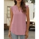 thumbnail image 1 of Blusa Sin Mangas De Encaje Con Pliegues, Blusa Sin Mangas De Color Puro Poliéster Informal Suave Elegante A La Moda Para Mujeres Para Fiestas De Citas Fyydes Rosa L, 1 of 7