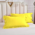 thumbnail image 5 of DNG Creations 1 Piece Vintage Ruffle Duvet Cover 100% Egyptian Cotton, 800 Threads Count - With Zipper & Corner Ties ( Oversized Queen - Solid Yellow ), 5 of 7