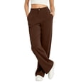 thumbnail image 4 of Chiccall Women's Solid Wide Leg Sweatpants Elastic Tiered Drawstring Waist Casual Long Jogger Trousers, 4 of 7