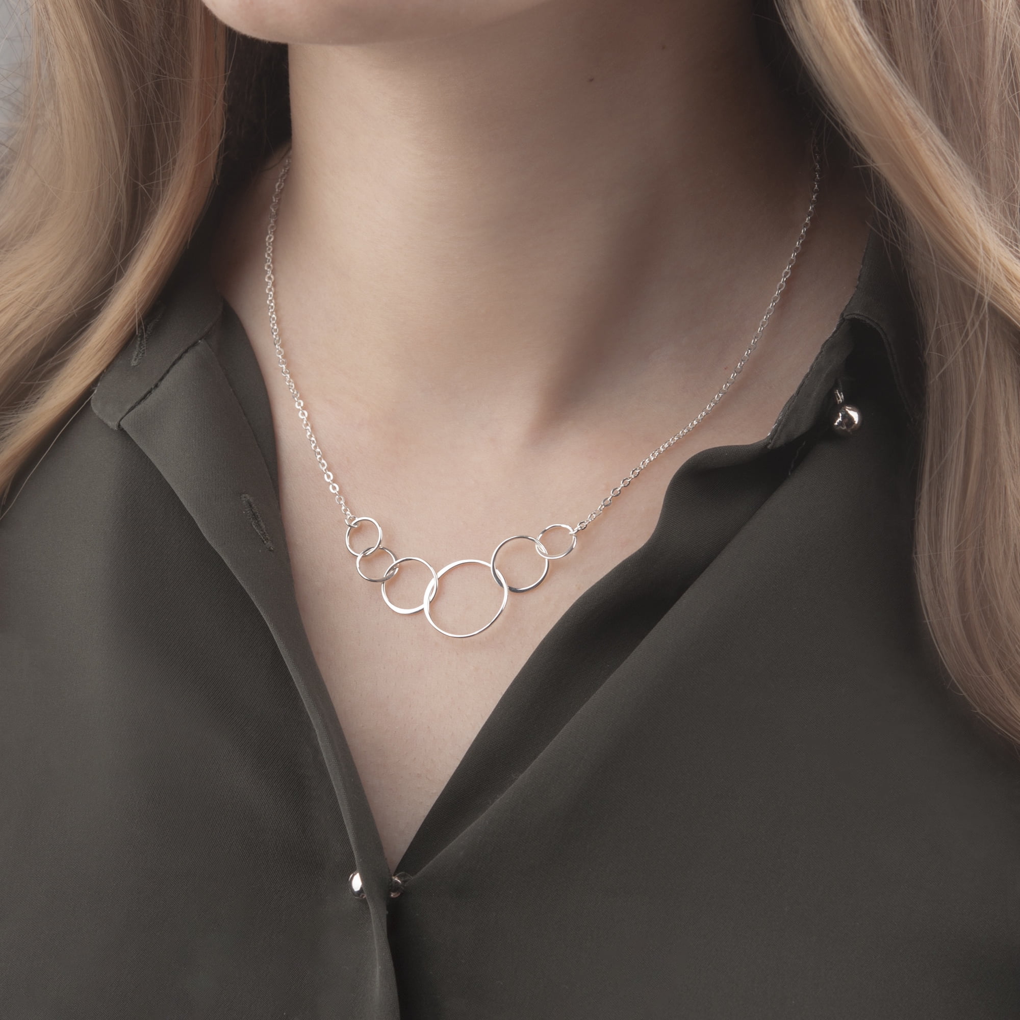 Anavia Happy 60th Birthday Gifts for Women,925 Sterling Silver Necklace, Gifts for mom sixtieth birthday ideas -[6 Flat Circles, Custom Name]