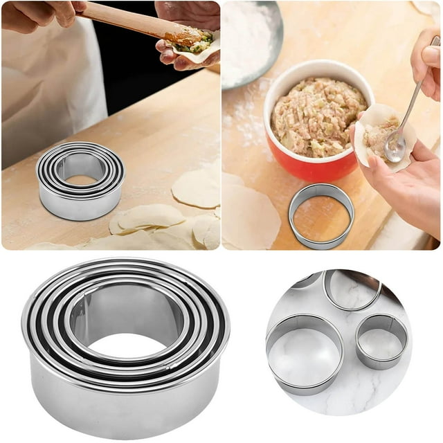 Boreal Craft Stainless Steel Round Dumpling Skin Wrapping Dumpling Skin Cutter Pressing Dumpling Skin Tool Cookie Dumpling Tray Freezer Pie Crust Bun Dumpling Walnut Cookie Dumping Ravioli And